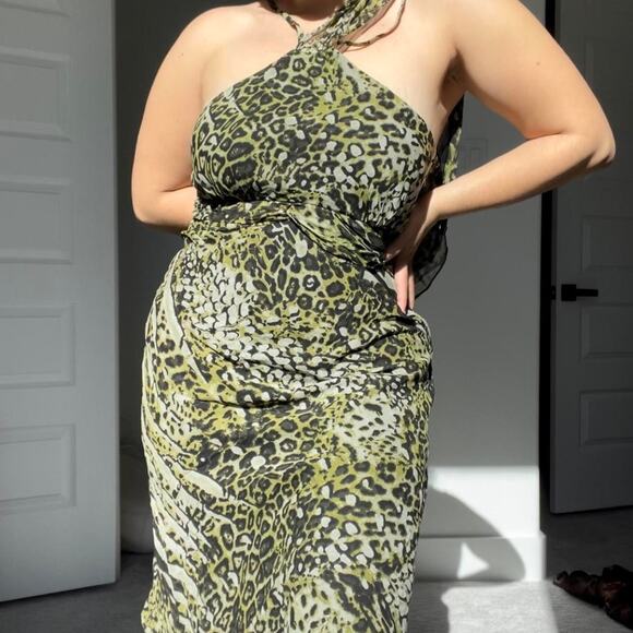 Sexy NWT Silk Cheetah Halter Dress - Picture 1 of 5